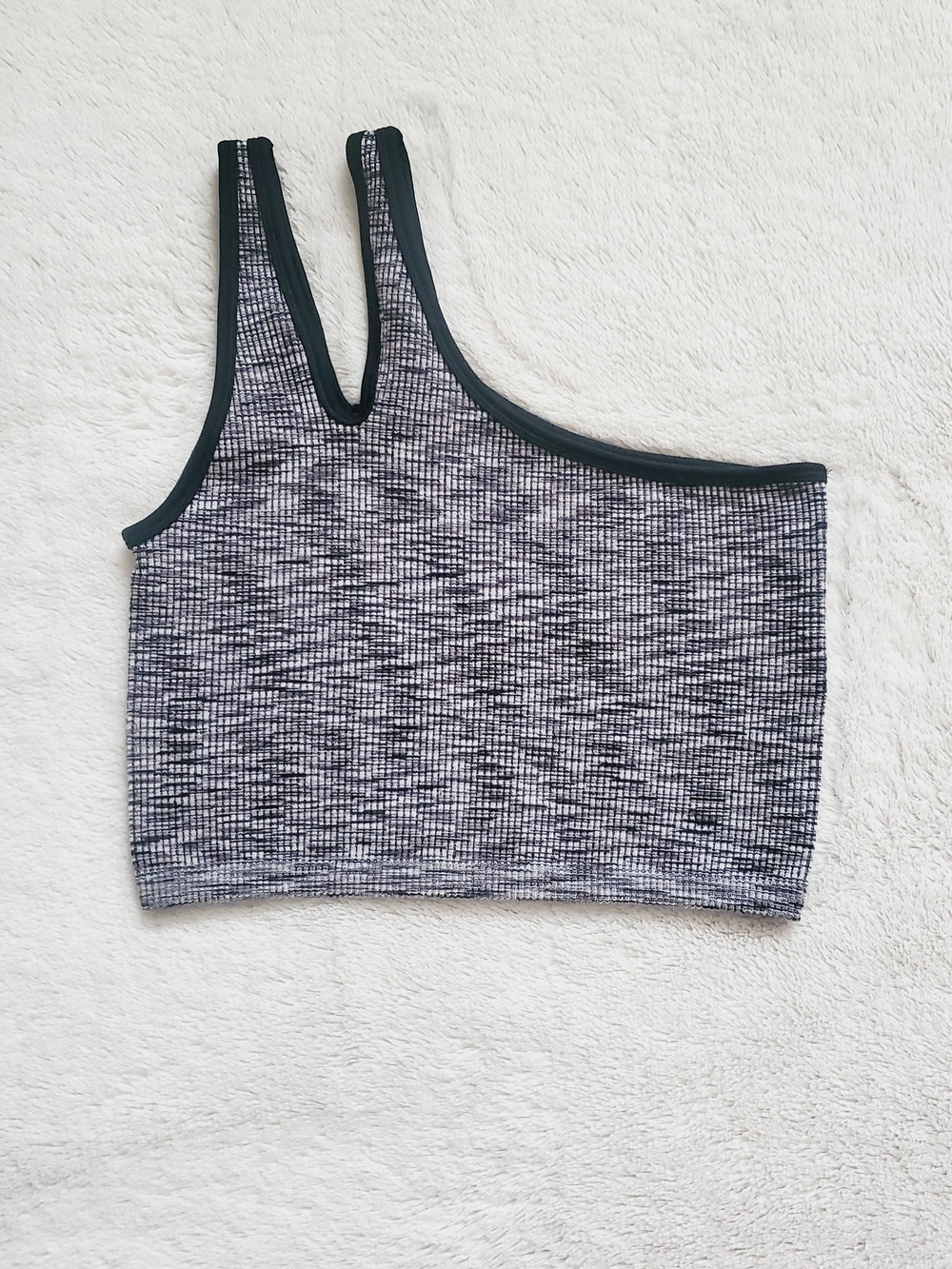 Aerie Ribbed One-Shoulder Dual Strap Marbled Texture Cropped Tank Size Small
